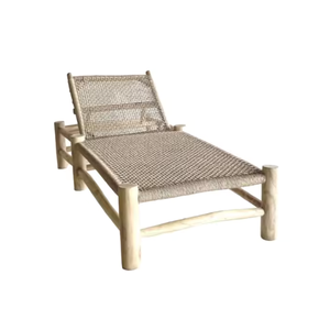 Meubles d'extérieur de luxe haut de gamme pour hôtel, chaise longue en bois, chaise longue pour le coucher du soleil, cadre en teck écologique, tissu imperméable - Product Image 4