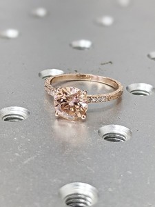 8mm Morganite Engagement <b>Ring</b> Vintage Floral Morganite <b>Ring</b> 925 14k Rose Gold Plated Leaf Inspired Engagement <b>Ring</b> - Product Image 4