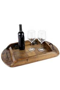 Plateau de service en bois naturel rond personnalisé intemporel pour la cuisine, la maison ou l'hôtel Articles de style classique pour la fête ou le service de nourriture - Product Image 5