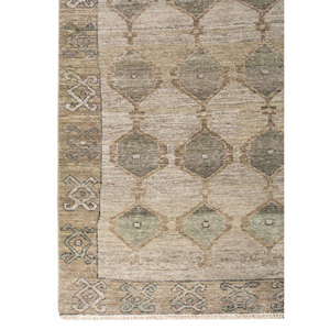 Tapis en laine noués à la main Erbe Green, motif géométrique abstrait, design puzzle rectangulaire pour la maison, le salon, la chambre à coucher - EA-3134 - Product Image 4