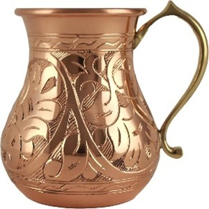 Tasse mule en cuivre pur 100% avec gravure turque élégante écologique nouveauté caractéristiques couvercle à poignée en laiton avec accessoire de paille - Product Image 2