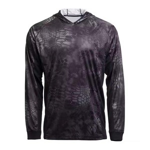 Venta al por mayor logotipo personalizado 100% algodón de manga larga pesca básica secado rápido protección UV rendimiento sudaderas con capucha UPF 50 + pesca con capucha - Product Image 1