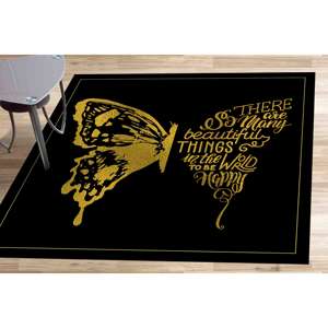 Tapis imprimé papillon, design tendance Be Happy pour salon, décoration de bureau, tapis fin non tissé - Product Image 1