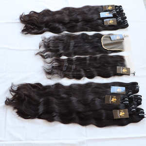 มัดผมมนุษย์ธรรมชาติสีดำด้านหน้าปิดด้วยลูกไม้บาง HD โปร่งใสผมมนุษย์ธรรมชาติอินเดีย - Product Image 1