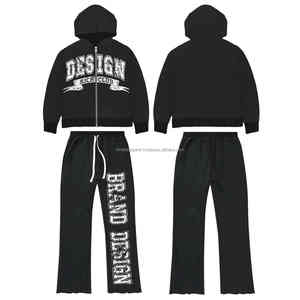 100% Cotton Baggy Fleece <b>Oversized</b> Hoodies <b>Jogger</b> Customized Blank Boxy Fit Sweatsuit 500 600 GSM Set Winter Tracksuit for Men - Product Image 5