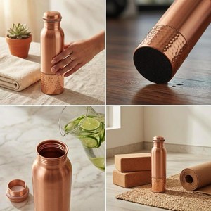 Bouteille d'eau en cuivre de qualité supérieure, conçue pour une hydratation élégante, un usage quotidien, des cadeaux, la vente au détail et la vente en gros. - Product Image 5