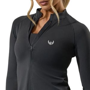 Chaqueta Deportiva Elástica de Manga Larga para Mujer, con Cierre Completo, Estilo Funnel, Color Carbón, para Entrenamiento y Uso Deportivo - Product Image 3