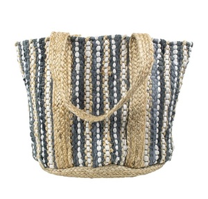 Sac fourre-tout vintage bohème en jute à deux poignées avec motif lettres pour femme, ouverture supérieure, idéal pour la plage estivale et l'usage quotidien durable - Product Image 1