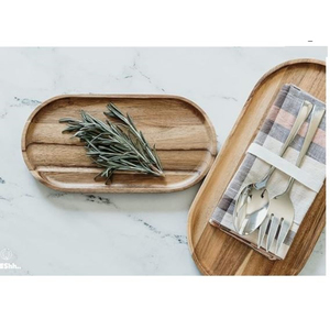 Elegant Handcrafted Walnut Wood Serving <b>Tray</b> Large Oval Platter With Integrated Design For Coffee Drinks And <b>Snacks</b> - Product Image 6