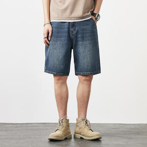 90% algodón 5% poliéster 5% Spandex pantalones cortos de mezclilla Jean estiramiento transpirable recto Casual Jeans pantalones ropa de hombre - Product Image 3