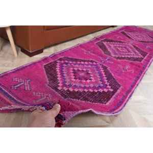 พรมตุรกีวินเทจ ขนาด 2.6x10.1 ฟุต พรมลายจุดสีชมพูม่วง - Product Image 2