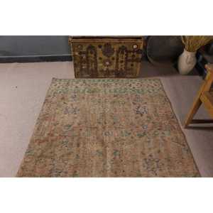 4.7x9.9 ft Rug, Turkish Vintage Rug, <b>Brown</b> <b>Wool</b> Rug - Product Image 4