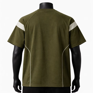 Men's Olive Green <b>Raglan</b> <b>Sleeve</b> <b>T</b>-<b>Shirt</b> O-Neck Oversized Fit Quick Dry Knitted Fabric Eco-Friendly 100% Cotton Casual Print - Product Image 3