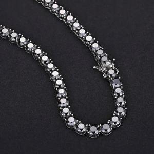 Belle Noir Rond Moissanite Diamant Cubain Lien Chaîne Collier & Bracelet Personnalisé Bijoux Hip Hop Bijoux Cadeau Pour Hommes - Product Image 4