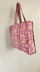 Luxury Premium <b>Floral</b> Print <b>Tote</b> <b>Bag</b> Waterproof Indian Manufactured Premium <b>Tote</b> <b>Bag</b> with Canvas Lining Made in India Exporter - Product Image 2