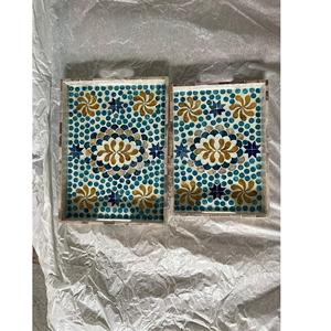 Plateaux de service en nacre de luxe faits à la main de haute qualité Carpiz Shell Plateaux à thé pour la décoration de la maison Thanhcongcraft Marque Made - Product Image 1