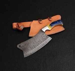 Cuchillo de cocina de acero de Damasco personalizado hecho a mano con mango de resina cuchillo de carnicero para carne - Product Image 3