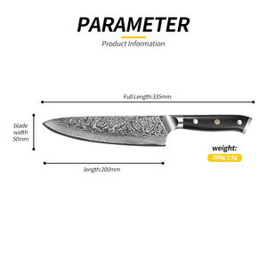 Cuchillo de Chef Hoja fija de acero de Damasco con mango de madera Cuchillos de cocina de Chef personalizados de calidad superior - Product Image 5