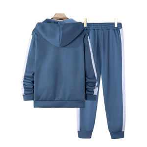 Sudadera y pantalones de chándal en blanco de poliéster para hombre al por mayor, conjuntos de Sudadera con capucha, chándal Unisex, chándal de fabricante personalizado - Product Image 2