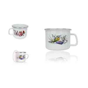 Zománcozott Bögre 14cm + mingen anyag Tető - Product Image 1