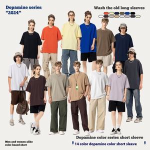 T-shirt pour hommes personnalisé lavage à l'acide vintage 250gsm 100% coton T-Shirt pour hommes surdimensionné grande taille graphique t-shirts avec logo - Product Image 2