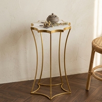 Table d'appoint en marbre doré et fer, table d'appoint en métal, table d'appoint décorative moderne pour salon, chambre, hall d'hôtel, meubles de maison