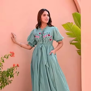 Robe longue en coton indien personnalisé robe de mariée mariage hpneymoon cadeau tenue d'été imprimé robe de soirée pour fille élégante - Product Image 1