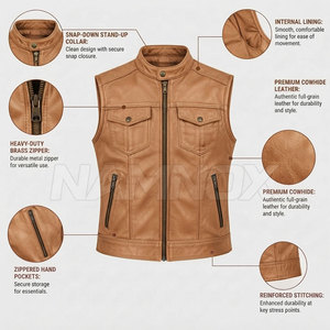 Gilet en cuir pour moto homme de bonne qualité, léger, grande taille, en promotion - Product Image 4