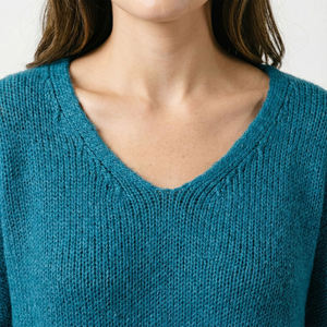 Suéter Casual de Punto Grueso con Manga Larga y Cuello en V con Lurex para Todas las Temporadas 60% Mohair/Lana Virgen - Product Image 3