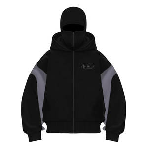 Logo personnalisé cagoule à capuche zippée Double capuche Style Ninja pleine fermeture éclair grande taille lourde cagoule fermeture éclair à capuche - Product Image 3