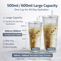 Tasses en Verre Réutilisables avec Paille, Grande Capacité pour Café, Thé, Jus, Lait et Eau, Mugs Portables pour Enfants et Adultes en Voyage