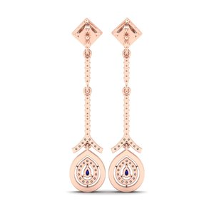 REYES Boucles d'oreilles classiques en or rose 14K 18K Moissanite saphir bleu 0.26 carats coupe poire prix usine bijoux fins - Product Image 4