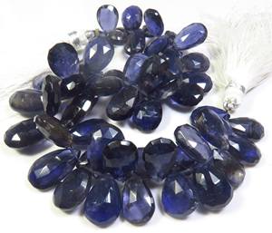 ราคาโรงงานสำหรับลูกปัดไอโอไลต์สีน้ำเงินธรรมชาติทรงลูกแพร์ ขนาด 10-16 มม. 7 เส้น ลูกปัดพลอยเจียระไนเหลี่ยมแบบหลวมจากไอโอไลต์สีน้ำเงินสำหรับทำสร้อยคอ - Product Image 5