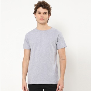 Venta al por mayor OEM 100% algodón tejido Ultra suave cuello redondo Camiseta logotipo personalizado impresión patrón de letra Lisa diseño para hombres - Product Image 3