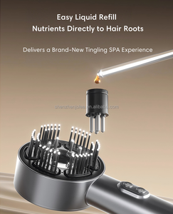 Venta al por mayor inteligente masajeador de cabeza eléctrico 2 en 1 luz roja masajeador raíz peine aplicador botella - Product Image 2