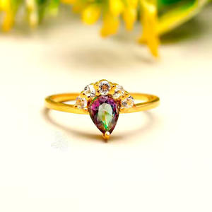 แหวนพลอยเงินสเตอร์ลิง925สำหรับงานแต่งงานของผู้หญิงแหวนสำหรับห้องปฏิบัติการผลิตหินลูกแพร์สีโทแพซลึกลับสำหรับงานแต่งงานงานหมั้นหรืองานปาร์ตี้ - Product Image 4