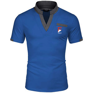Fizzan International, camisetas de polo con estampado personalizado para hombre, patrón sólido bordado, manga corta, estilo informal, algodón liso - Product Image 4