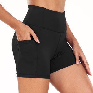 Pantalones cortos de mujer Fitness entrenamiento Yoga pantalones de cintura alta gimnasio correr Scrunch Butt Biker pantalones cortos con bolsillo para teléfono pantalones cortos para mujer - Product Image 2