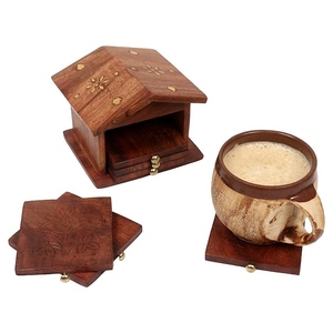 Classic Rustic Acacia Wood Coasters Durable Drink <b>Mats</b> for Hot & Cold Beverages for Dining Table <b>Bar</b> & Restaurant Use - Product Image 6