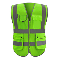 8 cepler fermuar ön inşaat Hi Vis giyim yansıtıcı güvenlik yelek yüksek görünürlük yansıtıcı güvenlik artı boyutu Spandex
