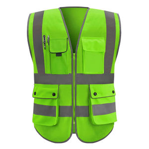 8 poches Fermeture à glissière Construction avant Vêtements haute visibilité Gilet de sécurité réfléchissant Haute visibilité Sécurité réfléchissante Plus Size Spandex - Product Image 5