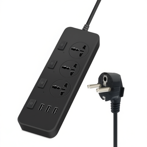T14 2M 2500W ปลั๊กไฟอัจฉริยะมัลติฟังก์ชั่น 3 ปลั๊กและพอร์ต USB 3 พอร์ตปลั๊ก EU สีดำ - Product Image 2