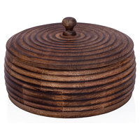 Bol en bois de qualité alimentaire avec couvercle, nouveau design, en bois de manguier, panier chauffe-tortillas mexicain, bol, boîte à pain indien chapati roti
