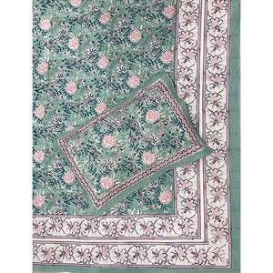 Hand Block Printed 100% Cotton Double Bedsheet Pillow Covers Eco-Friendly Classic Floral <b>King</b> <b>Size</b> <b>Sheets</b> 3-Piece Set for Home - Product Image 1