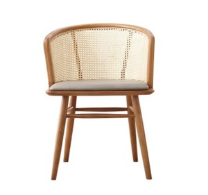 เก้าอี้รับประทานอาหารที่ทันสมัยทำจากไม้เนื้อแข็งกรอบไม้สักกับหวายบนพนักพิงและรวมถึงที่นั่งเบาะสำหรับในร่มและกลางแจ้ง - Product Image 6