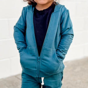 Sweat à capuche zippé en bambou pour enfants coton bio français éponge garçons sweats à capuche zippés sweats à capuche zippés pour enfants - Product Image 2