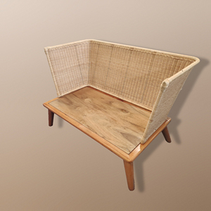 Juego de sofá Seccional de madera Sungkai de nuevo diseño de fábrica directa con respaldo de ratán - Product Image 3