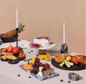 Plateau de service en marbre-Design de plateau de cuisine décoratif peint à la main couleur naturelle durable forme de taille personnalisable artisanat artisanal - Product Image 3