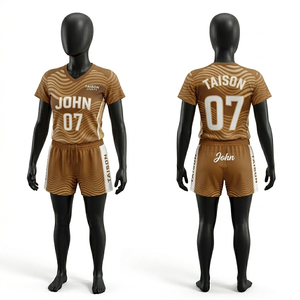 Uniforme de Balonmano para Mujer, 160 GSM, Poliéster Transpirable, Sublimado, Patrón de Ondas, Jersey Naranja, Conjunto de Pantalones Cortos, Nombre, Número y Logotipo Personalizables - Product Image 2