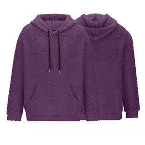 เสื้อมีฮู้ดขนสัตว์สำหรับผู้ชายเสื้อฮู้ดแขนยาวสีม่วงเปิดไหล่เปิดไหล่เสื้อฮู้ดแนวสตรีทแบบผูกเชือกสำหรับฤดูหนาวออกแบบได้ตามต้องการ - Product Image 3